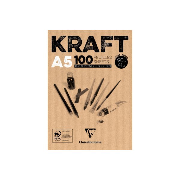 CLAIREFONTAINE Block geleimt A5 96544C Braun 100 Blatt