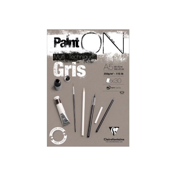 CLAIREFONTAINE PaintOn Fge granulé A5 975808C Gris 30 feuilles