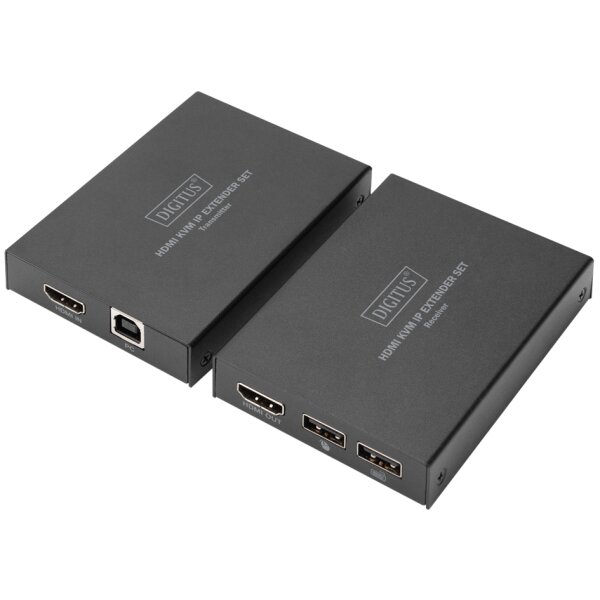 DIGITUS Kit dextension KVM HDMI IP, noir