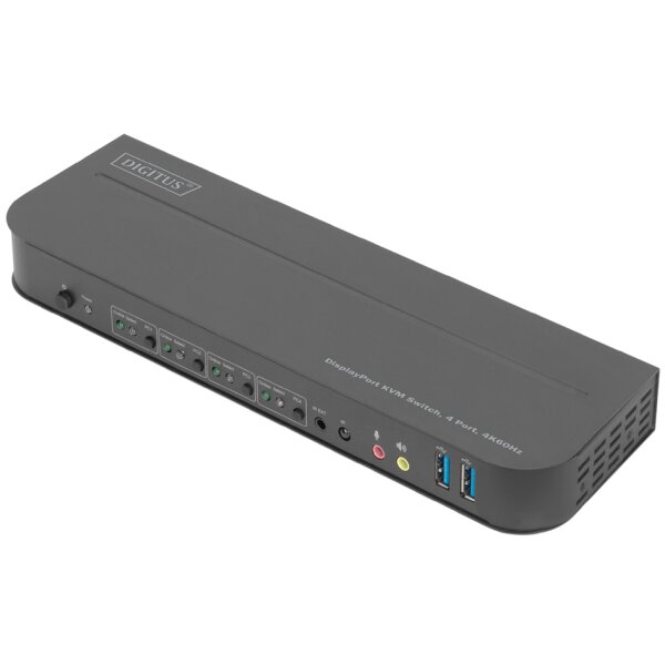 DIGITUS KVM-Switch, 4-Port, 4K60Hz, 4x DP in, 1x DP HDMI out