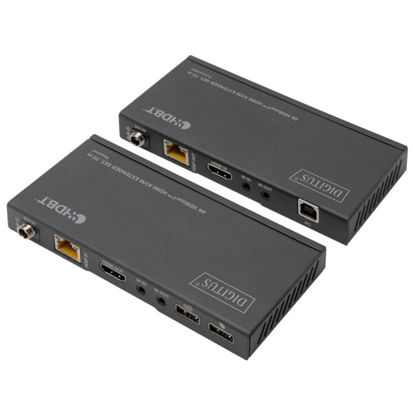 DIGITUS Kit dextension KVM HDMI 4K HDBaseT, 70 m, noir