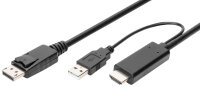 DIGITUS Adaptateur HDMI 4K vers DisplayPort, 2,0 m, noir