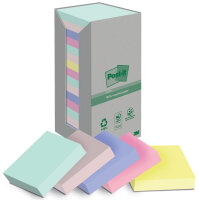 Post-it Haftnotizen Recycling Notes, 76 mm x 76 mm, farbig