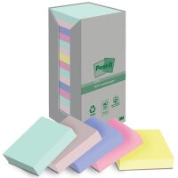 Post-it Haftnotizen Recycling notes, 76 x 76 mm, mehrfarbig