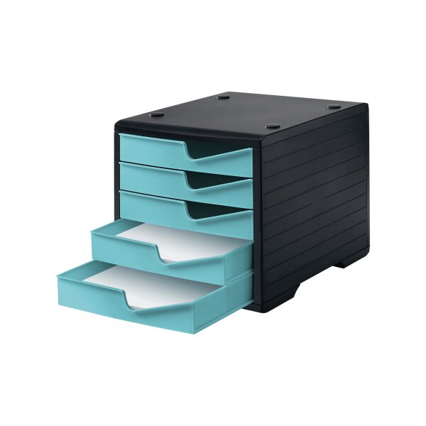 STYRO styroswingbox mit 5 Schubl. 275-8430.5292 aqua/Gehäuse schwarz