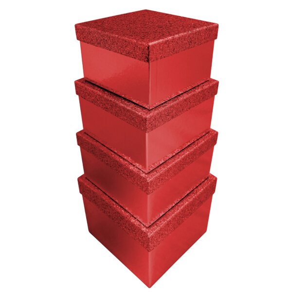 Clairefontaine Bo&icirc;tes cadeaux Paillet&eacute; rouge, set de 4