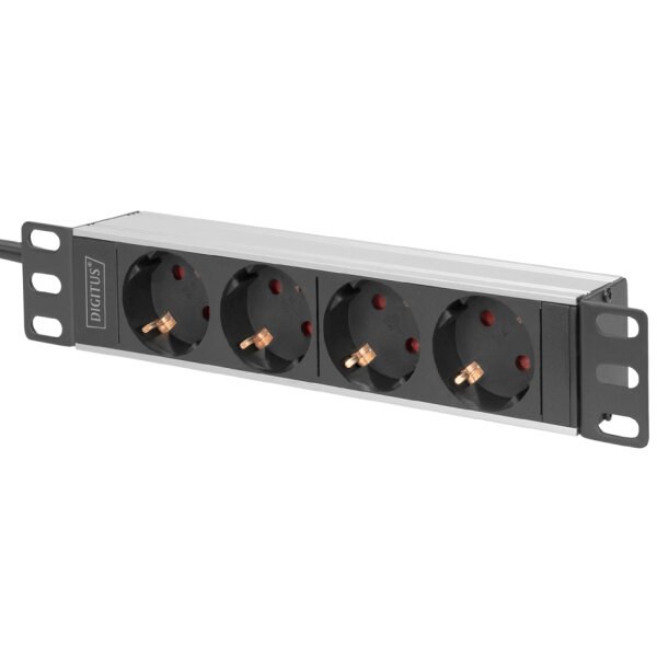 DIGITUS 10" Steckdosenleiste mit Aluminiumprofil, 4-fach