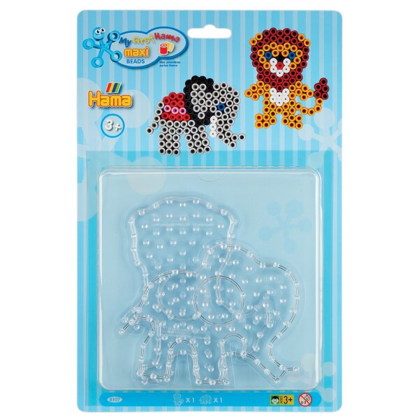 Hama Stiftplatten "Löwe, kleiner Elefant", im Blister