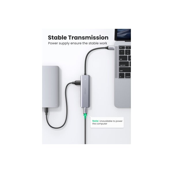 UGREEN USB-C Hub 4in1, Silver 70336 4xUSB-A