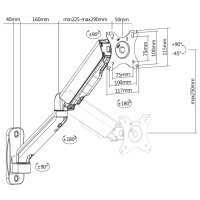 DIGITUS Support mural universel pour écran, noir