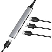 LogiLink USB 3.0 Slim-Hub, 4-Port, Aluminiumgehäuse,...