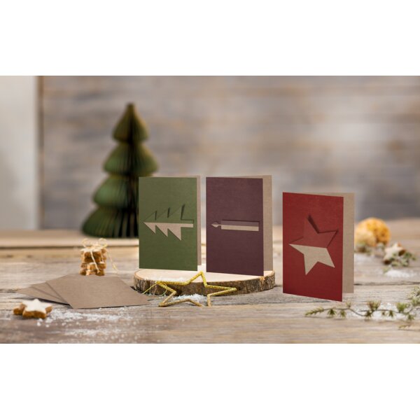 sigel Set de cartes de Noël Cut-out style, long (2/3 A4)