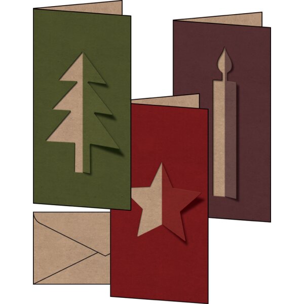 sigel Set de cartes de Noël Cut-out style, long (2/3 A4)