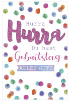 SUSY CARD Geburtstagskarte Glitzer Hurra