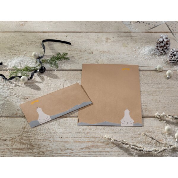 sigel Enveloppe de Noël Polar bear with shooting star,long