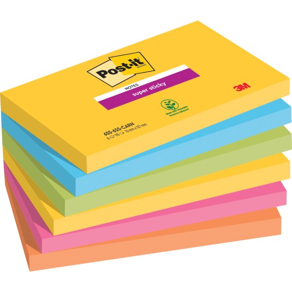 Post-it Bloc-note adhésif super sticky notes, 127 x 76 mm