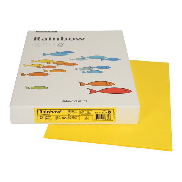 RAINBOW Papier jaune vif/18 A4 88042388 80g, jaune intense 500 feui.