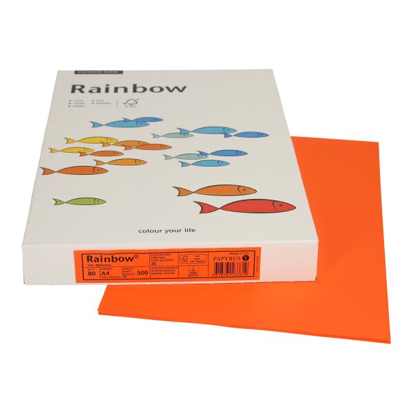 RAINBOW Papier intensivorange/26 A4 88042454 intensivorange, 80g 500 Blatt