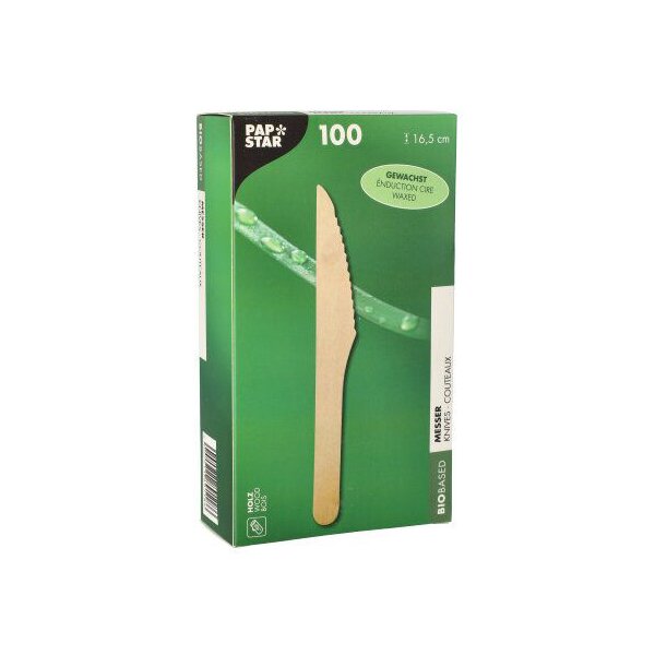 PAPSTAR Couteau en bois pure, ciré, longueur: 165 mm