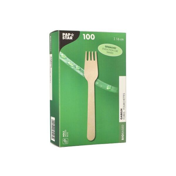 PAPSTAR Fourchette en bois pure, cirée, longueur: 160 mm