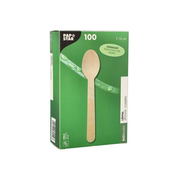 PAPSTAR Cuiller en bois pure, cirée, longueur: 160 mm