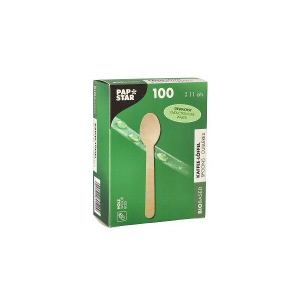 PAPSTAR Cuiller à café en bois pure, cirée