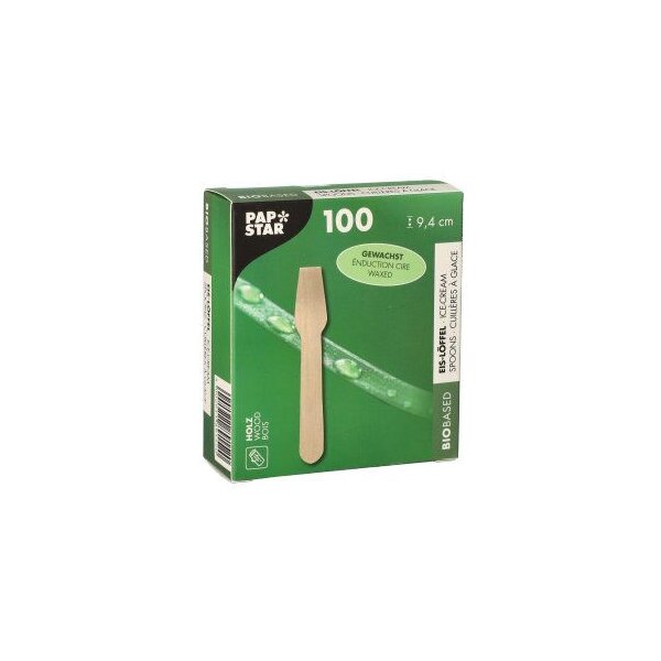 PAPSTAR Cuiller à glace en bois pure, cirée