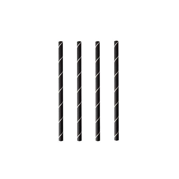PAPSTAR Paille en papier pure, 150 mm, noir / blanc