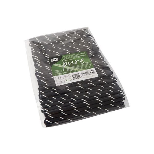 PAPSTAR Paille en papier pure, 150 mm, noir / blanc