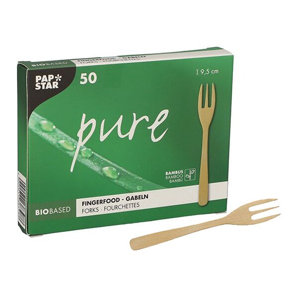 PAPSTAR Fourchette Fingerfood pure, 95 mm, naturel