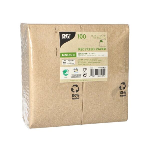 PAPSTAR Serviette de bistro, 330 x 330 mm, naturel