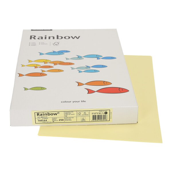 RAINBOW Papier hellgelb/12 A4 88043125 FSC, 160g 250 Blatt
