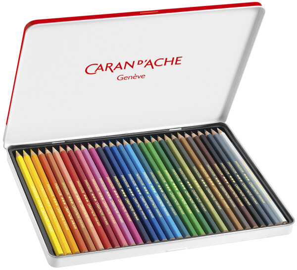 CARAN DACHE Crayons de couleur Swisscolor, étui métal de 30