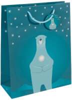 sigel Sac cadeau de Noël Polar bear with candle, grand