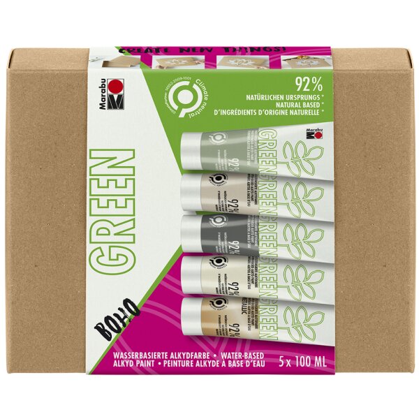 Marabu Green Peinture alkyde &agrave; base deau, set Boho