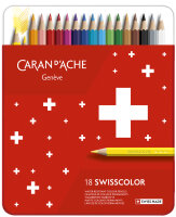 CARAN DACHE Crayons de couleur Swisscolor, étui métal de 12