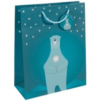 sigel Sac cadeau de Noël Polar bear with candle, petit