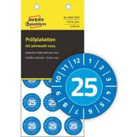 AVERY Zweckform Plaquette de contrôle 2025,NoPeel,bleu, 30mm