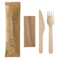 PAPSTAR Kit de couverts pure, en bois de bouleau, 3...