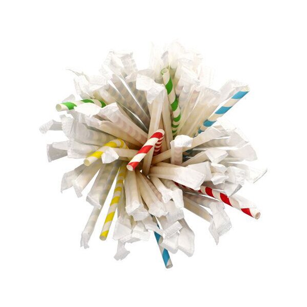 PAPSTAR Papier-Trinkhalm "Stripes", 200 mm, farbig sortiert