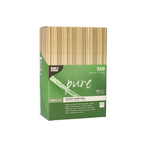 PAPSTAR Paille en paille pure, 150 mm, naturel
