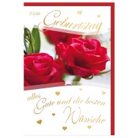 SUSY CARD Geburtstagskarte rote Rose