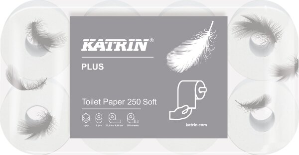 Katrin Papier toilette Plus blanc 100% cellulose 3 couches - 1 Palette (1512 rouleaux)
