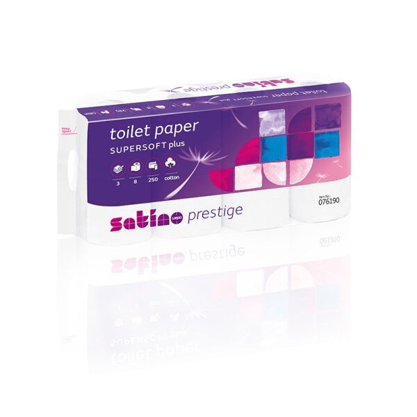 Satino Prestige Toilettenpapier Cotton supersoft 3-lagig hochweiss - 1 Palette (1344 Rollen)
