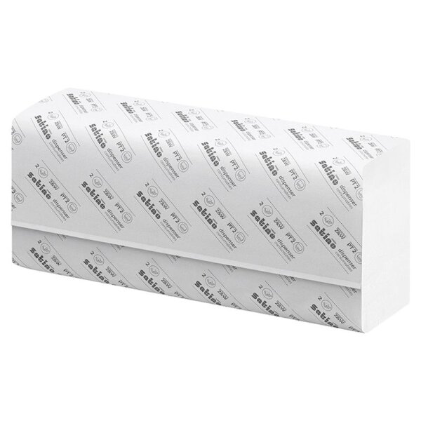 Satino Comfort essuie-mains en papier recyclé pliage en Z 2 couches blanc - 1 Palette (120000 pièces)