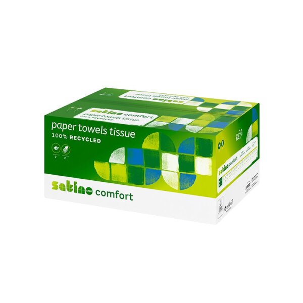 Satino Comfort Falthandt&uuml;cher Recycling W-Falz 2-lagig  weiss - 1 Palette (98304 St&uuml;ck)
