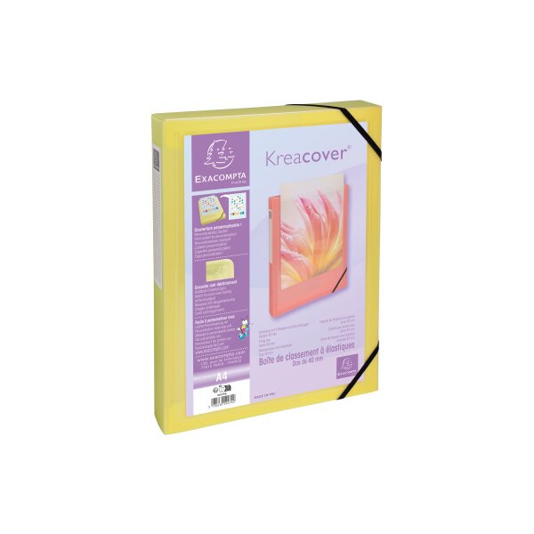 EXACOMPTA Dossier de coll. Aquarel A4 59279E ass., &eacute;lastique,Creacover 40mm