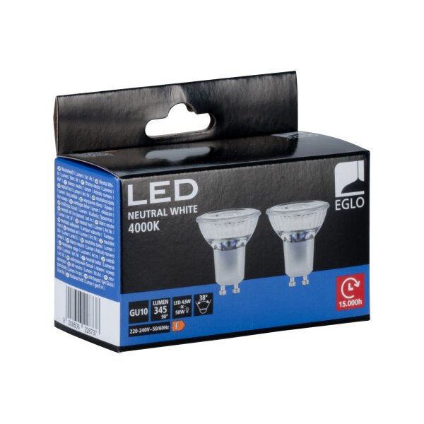 EGLO Leuchtmittel LED GU10 110148 345 Lumen, 4.5W 2 St&uuml;ck