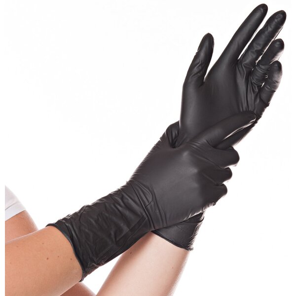 HYGOSTAR Gant nitrile SAFE LONG, L, sans poudre, noir