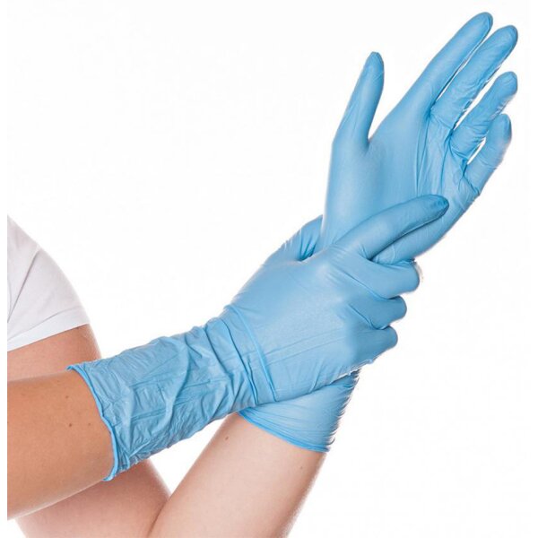 HYGOSTAR Nitril-Handschuh SAFE LONG, L, blau, puderfrei